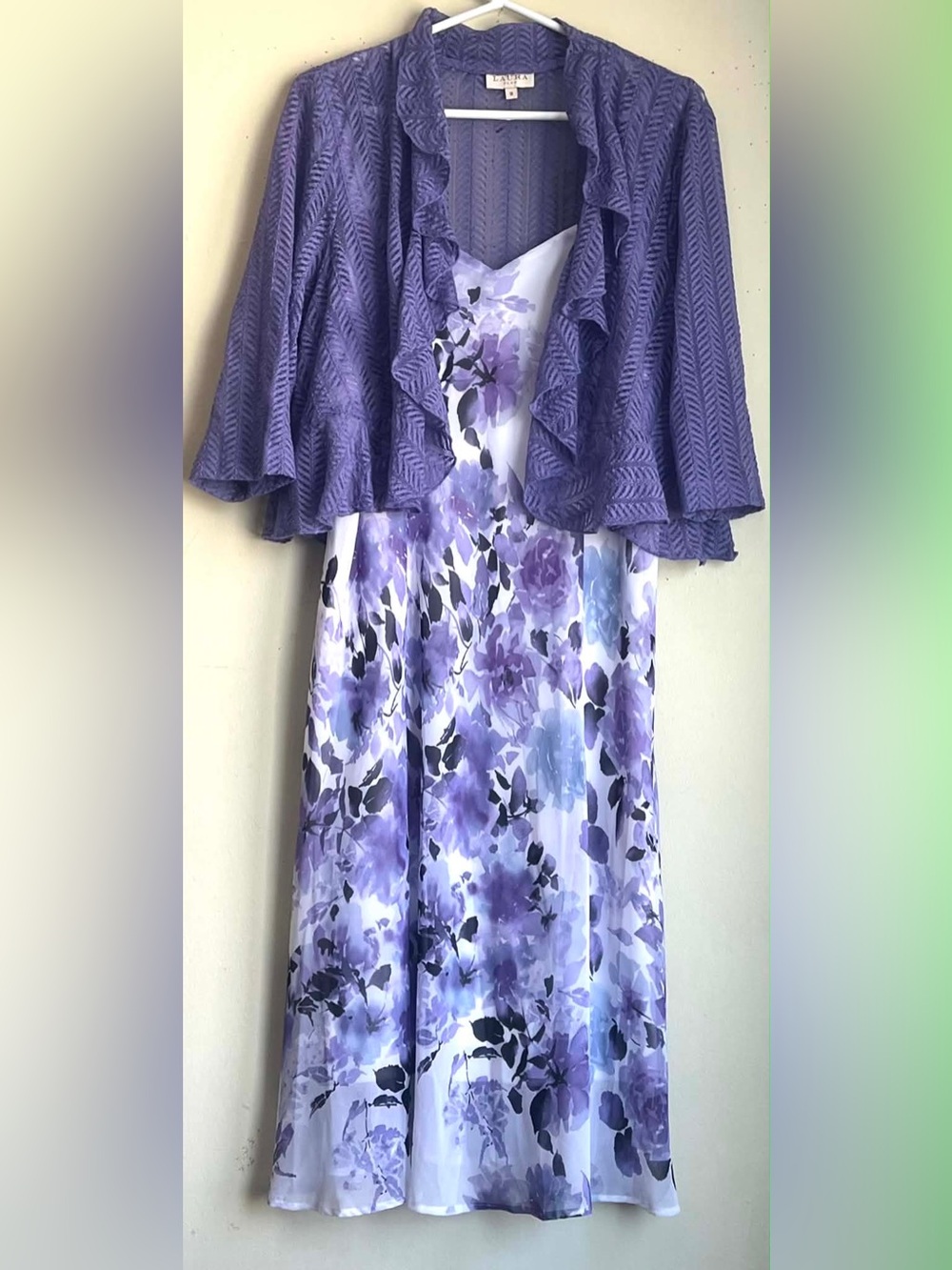 Laura Purple Floral Midi Dress with Lavender Jacket